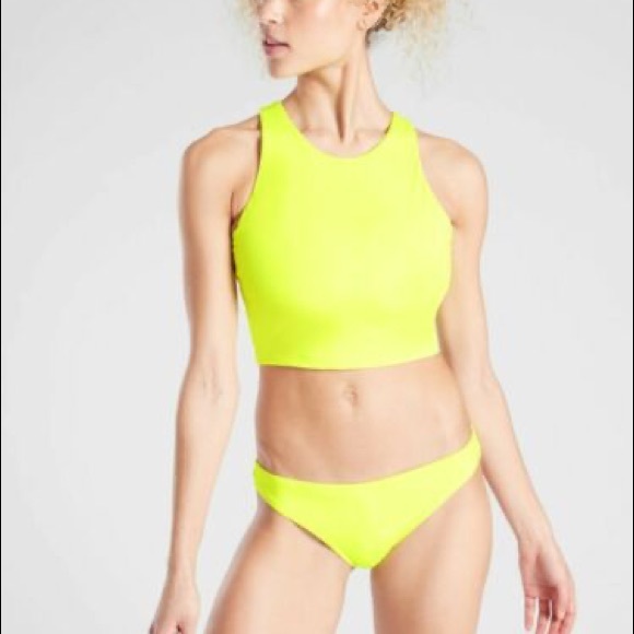 XXS D-DD Athleta Bikini Top Bright High Neck Racerback Athletic Sports Swim Top - Picture 1 of 4